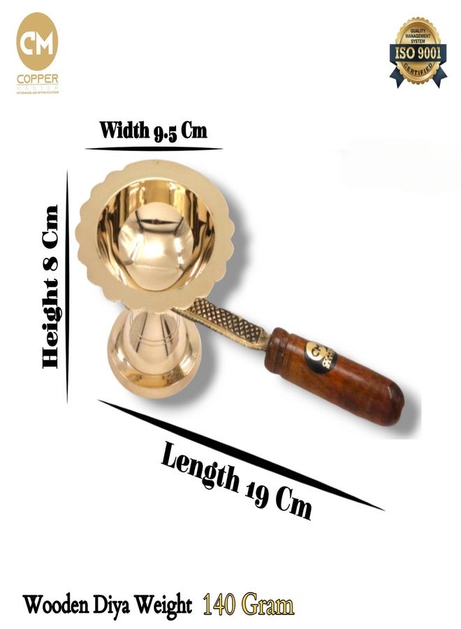 Copper-Master Pure Brass Akhand Diya with Wooden Handle | Traditional Dhoop Diya & Puja Lamp for Aarti, Temple Prayer & Home Decor - Image 3